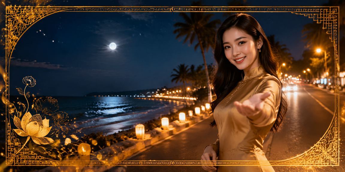Khu nghỉ dưỡng bãi biển Mũi Né về đêm gợi lên hình ảnh không gian VIP và phần thưởng cao cấp của 5680